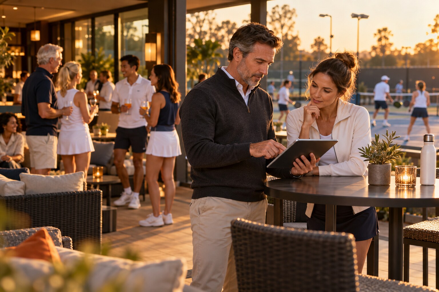 Sports and social club members gathering for a community event
