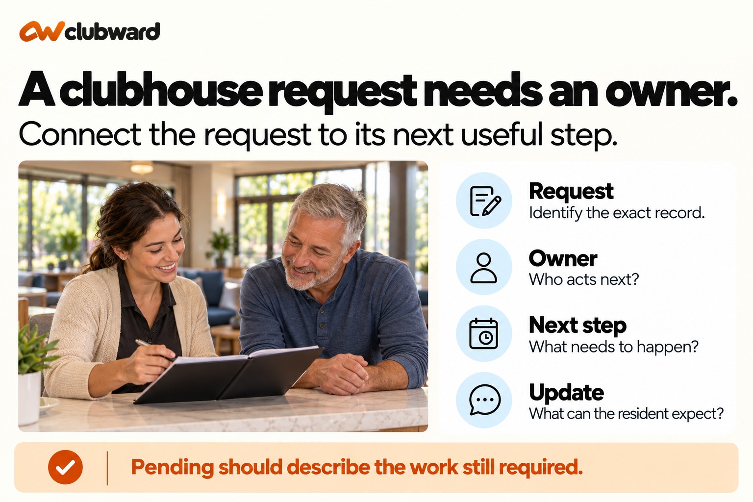 A clubhouse request needs an owner.