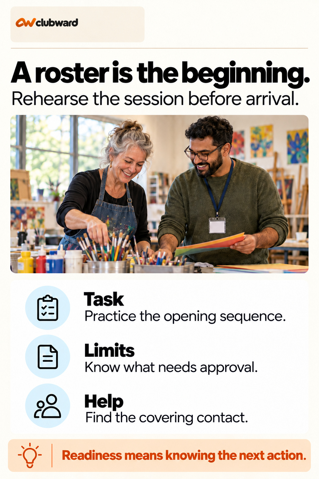 Substitute instructor readiness: rehearse the task, approval limits and help contact.