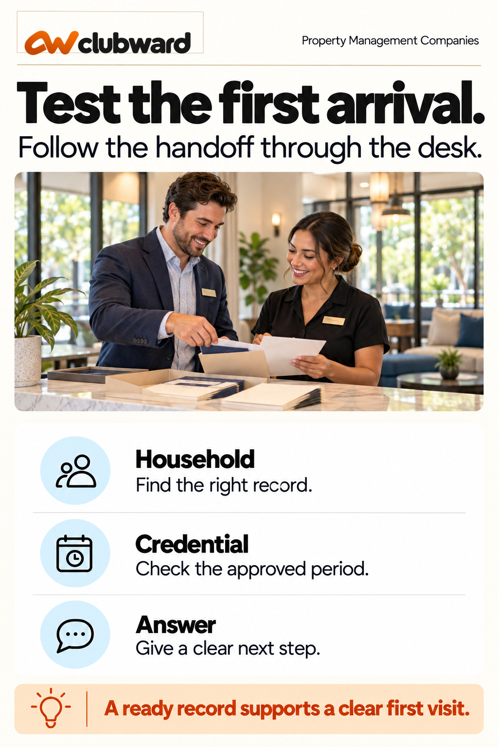 Follow the record and credential through the first arrival answer.