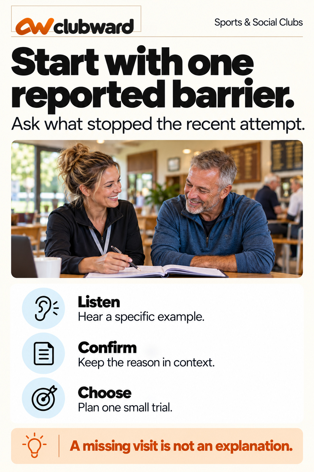 Start with a reason the member actually reported.