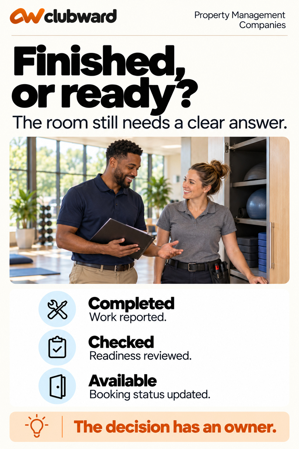 Maintenance work, readiness checks and reservation availability are three different parts of closing a repair request.