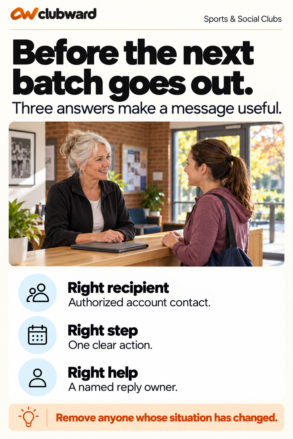 A renewal email needs an authorized recipient, one clear action and a named reply owner.