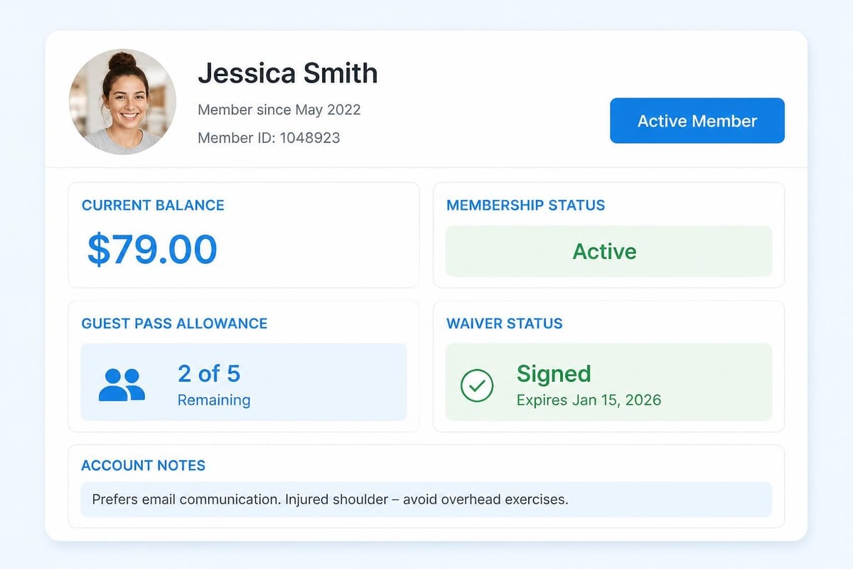 Member account information layout