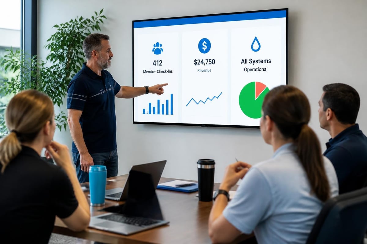 Club management dashboard for team check ins