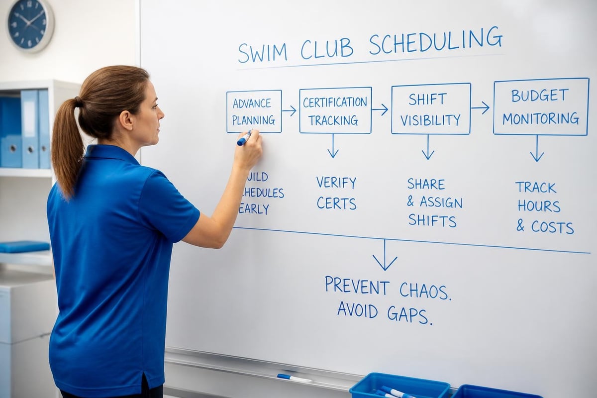 Staff scheduling workflow for swim clubs